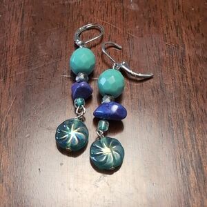 Elegant Blue and Green Dangle Earrings